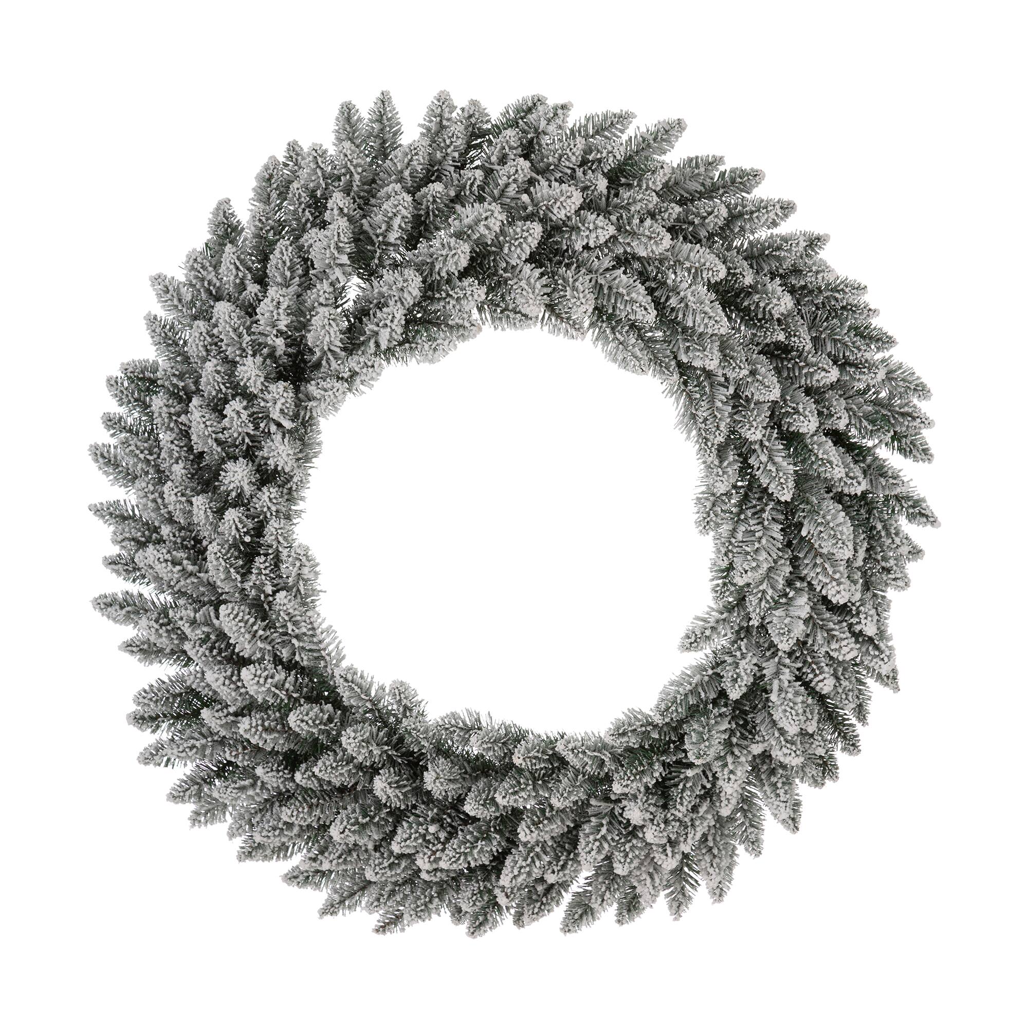 Glitzhome® 36" Pre-Lit Snow Flocked Christmas Wreath, Warm White Lights